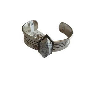 CosmoStyle Cuff Bracelet Silver Tone Faux‎ Stone Accent Fashion Jewelry